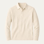 Dama Washington Beau men's ribbed long sleeve polo shirt cream - view 6