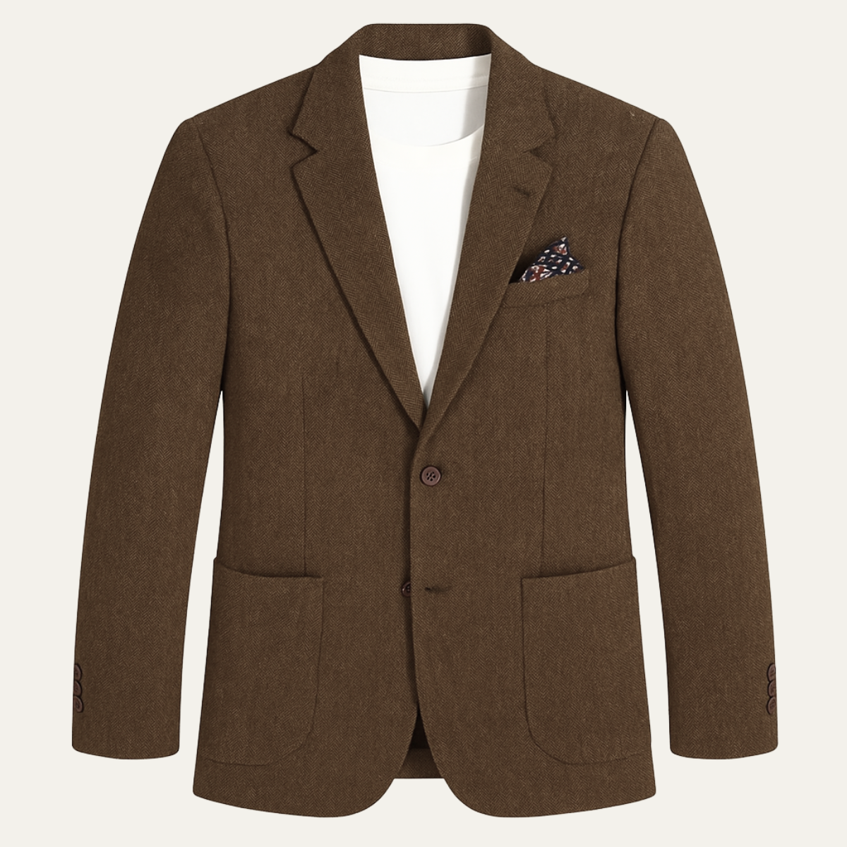 Bram | Men's Herringbone Wool Blazer Brown Tweed Single Breasted