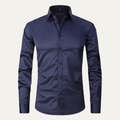 Dama Washington Bram men's navy button up dress shirt long sleeve - front view