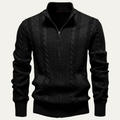 Dama Washington Bram men's cable knit zip up cardigan black - front view