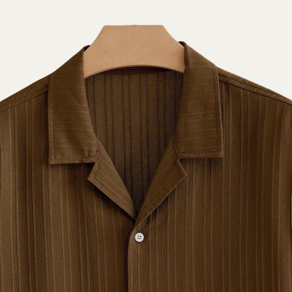 Luca | Men's Lounge Set Brown Shirt Cream Pants Short Sleeve