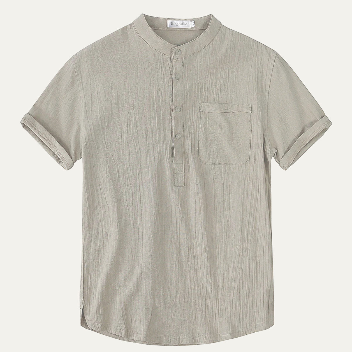 Axel | Men's Henley Shirt Cream Short Sleeve Chest Pocket