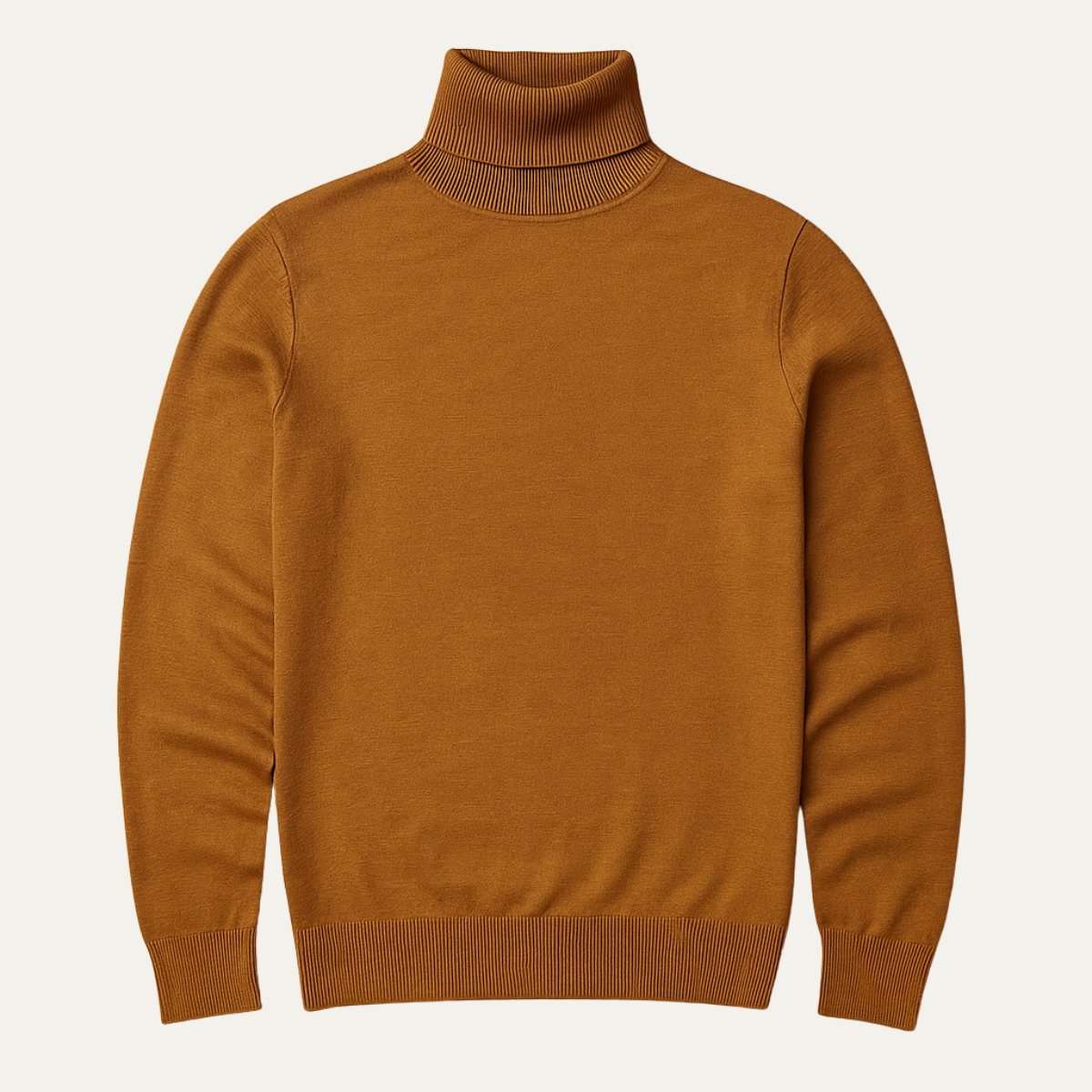 Rhys | Men's Turtleneck Sweater Brown Crew Neck Long Sleeve