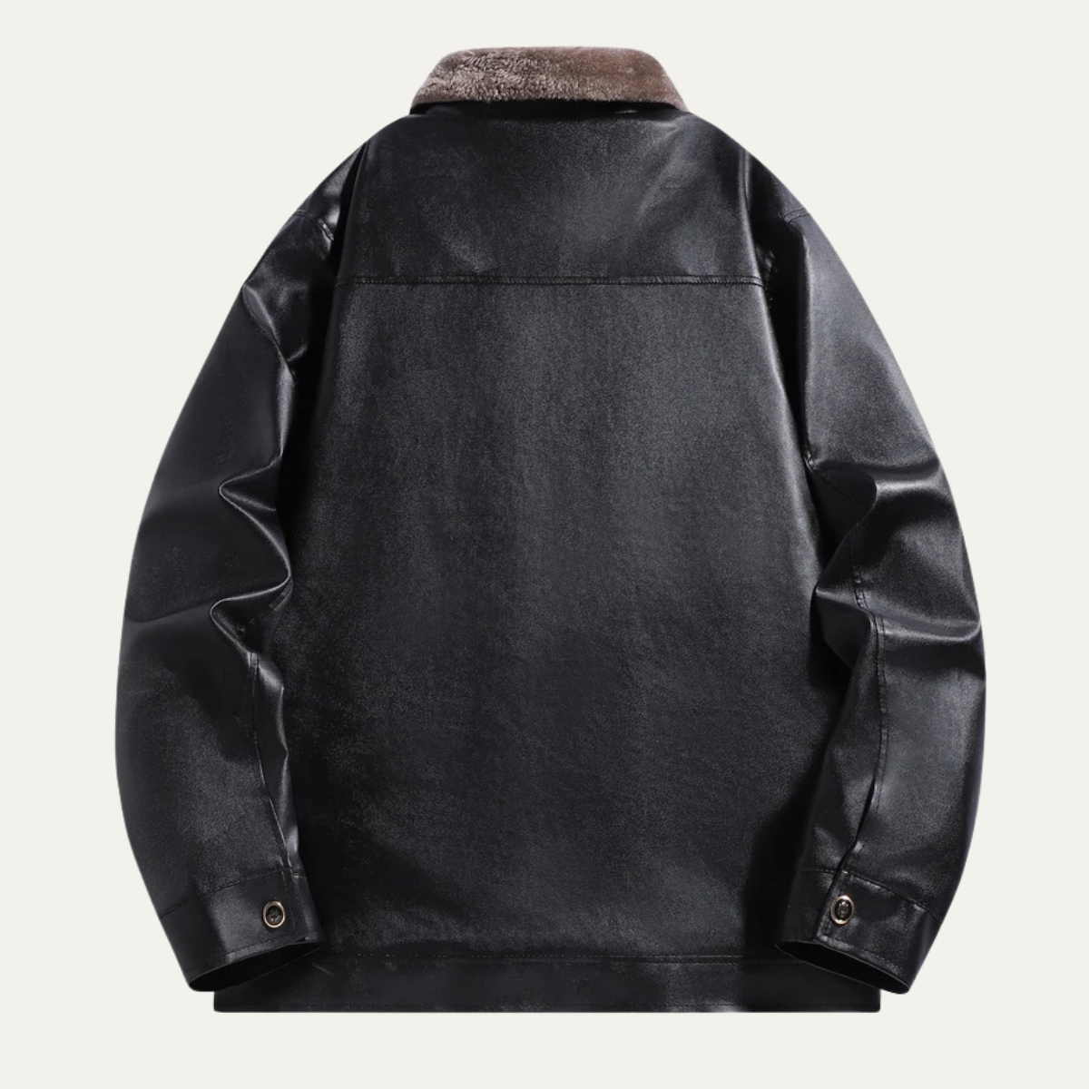Voss | Men's Leather Jacket Black Fleece Lined