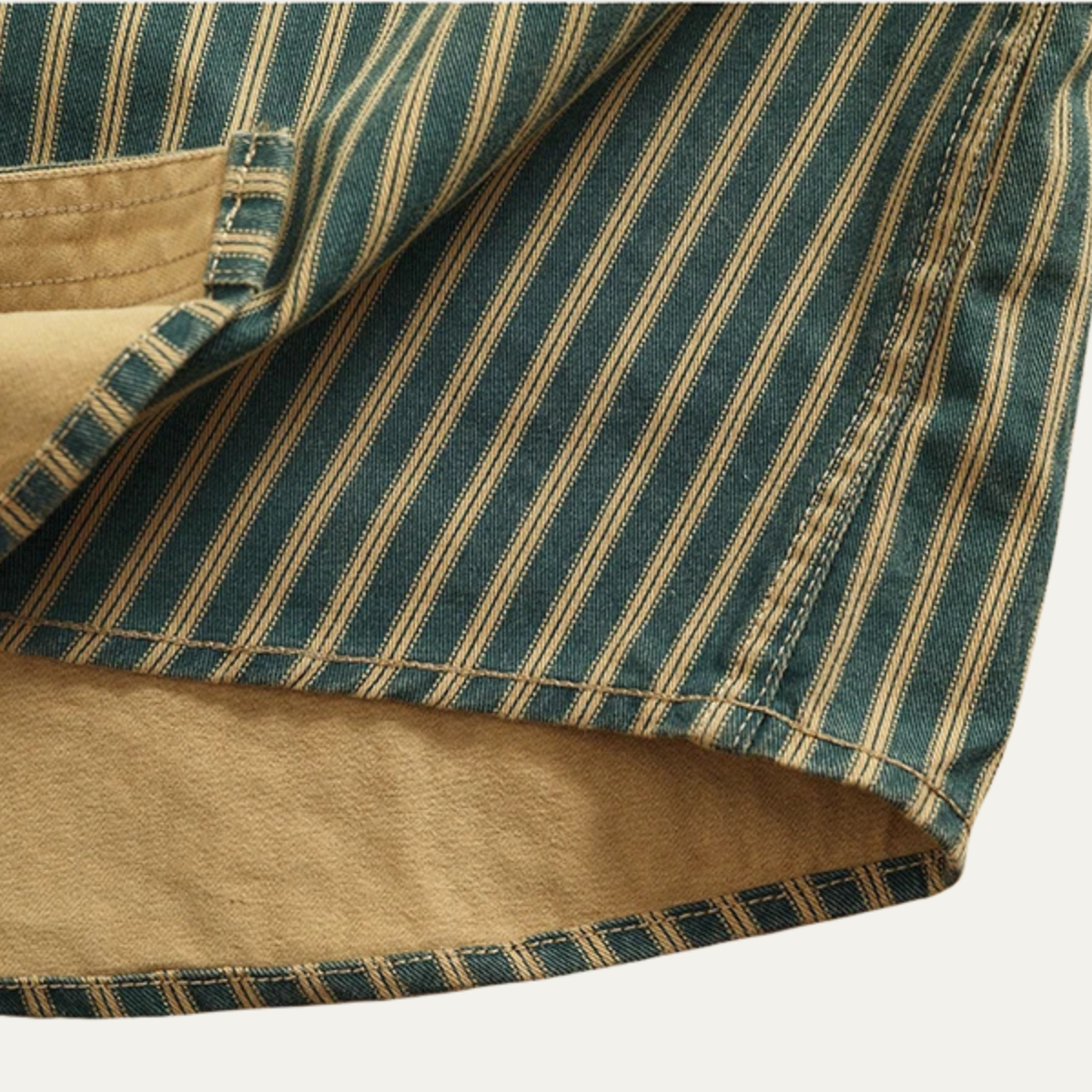 Wade | Men's Vintage Striped Button Up Shirt Green Cream