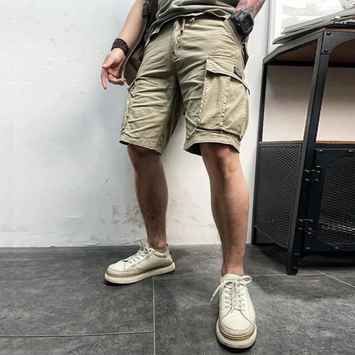 Callum | Men's Cargo Shorts Khaki Multiple Pockets