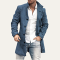Dama Washington Vance men's casual wool blend long coat blue gray - front view
