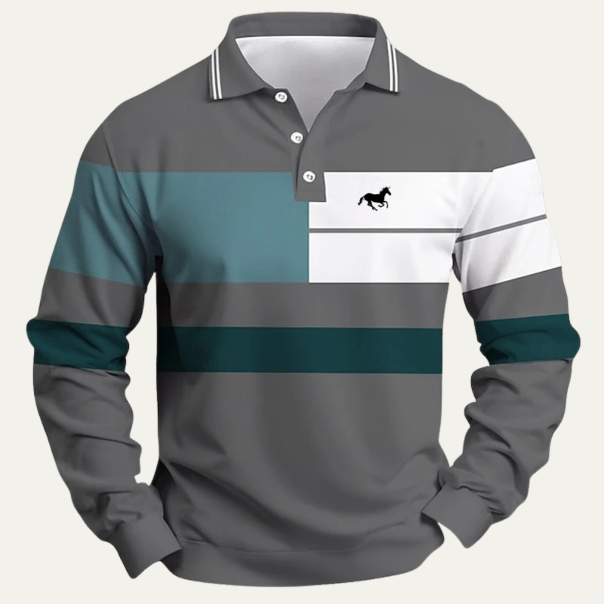 Ezra | Men's Striped Color Block Polo Shirt Black Green White