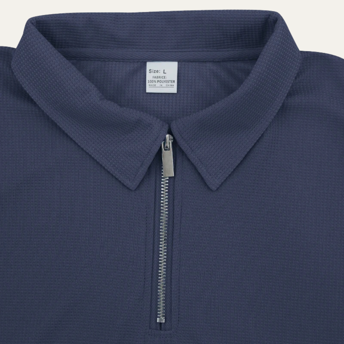 Jasper | Men's Sweatsuit Navy Ribbed Short Sleeve Zip Polo