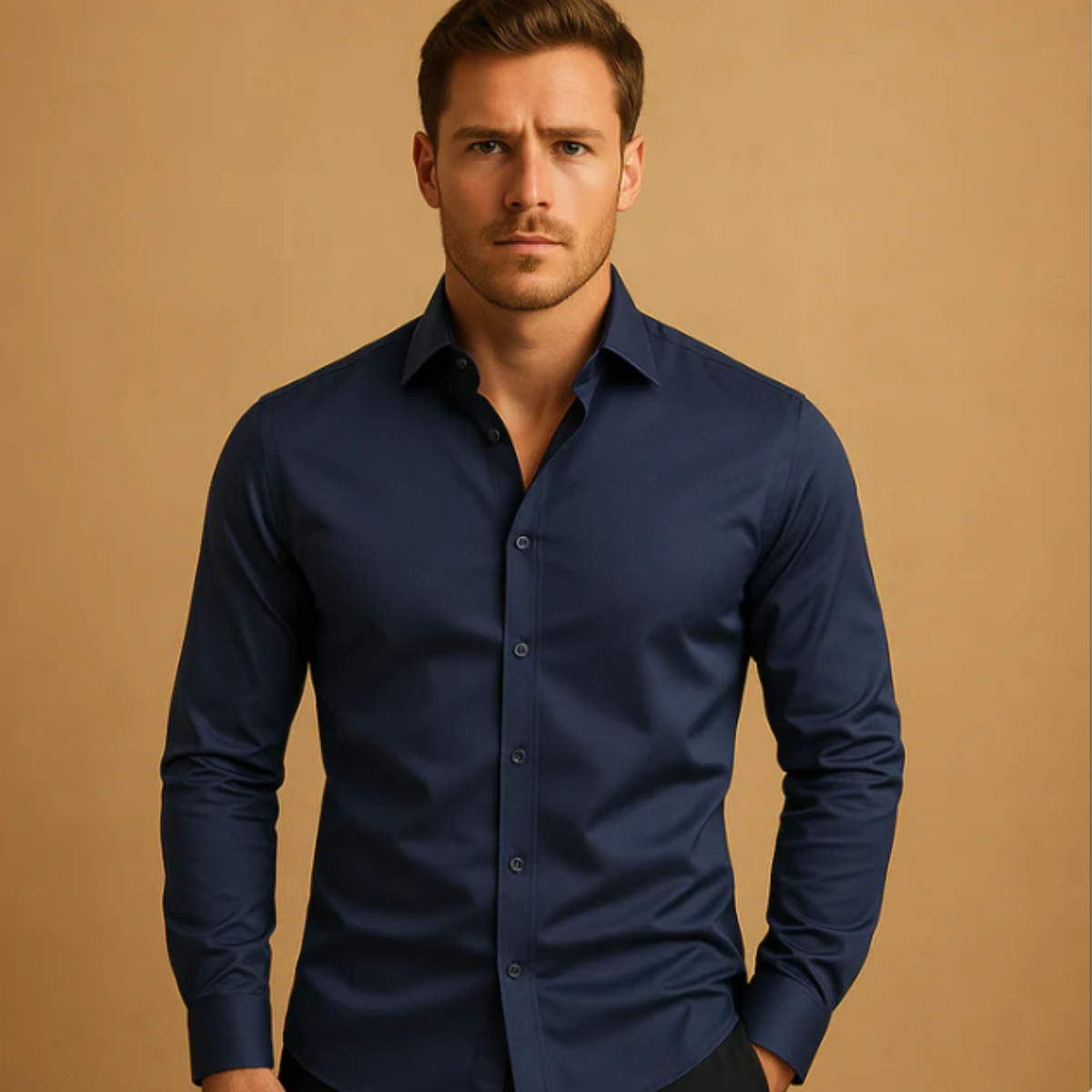Finn | Men's Dress Shirt Teal Long Sleeve Fitted