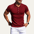 Dama Washington Bryce men's ribbed polo shirt burgundy short sleeve - front view