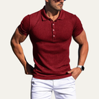 Dama Washington Bryce men's ribbed polo shirt burgundy short sleeve - front view