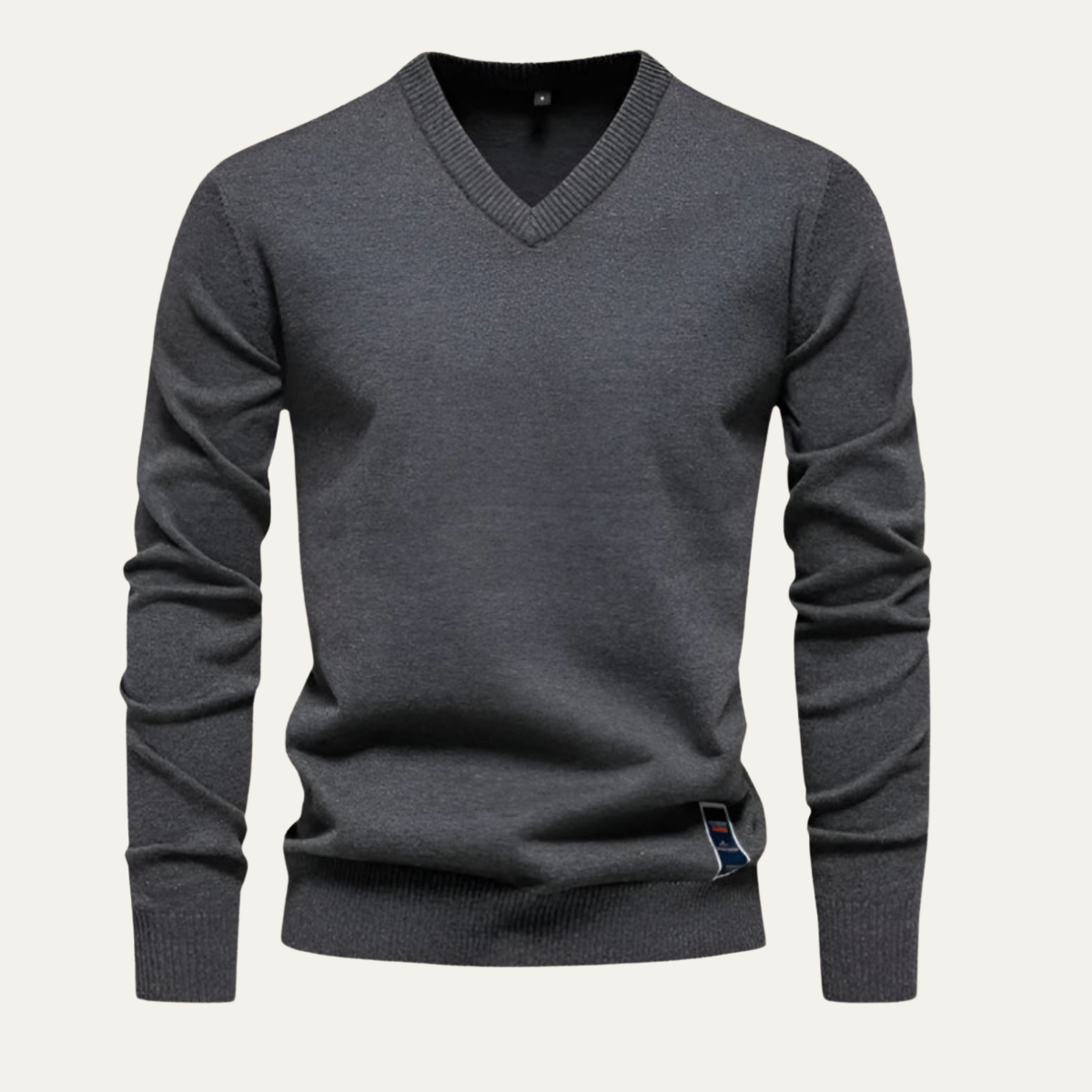 Bram | Men's V Neck Sweater Cream Long Sleeve