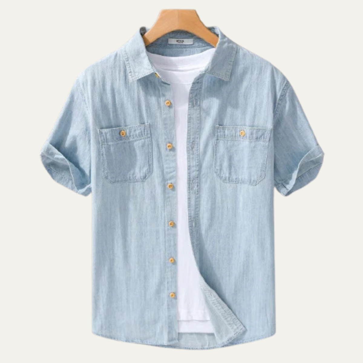 Jude | Men's Casual Denim Shirt Light Blue Short Sleeve