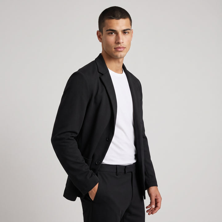 Dama Washington Voss men's smart casual lightweight blazer black - model front view
