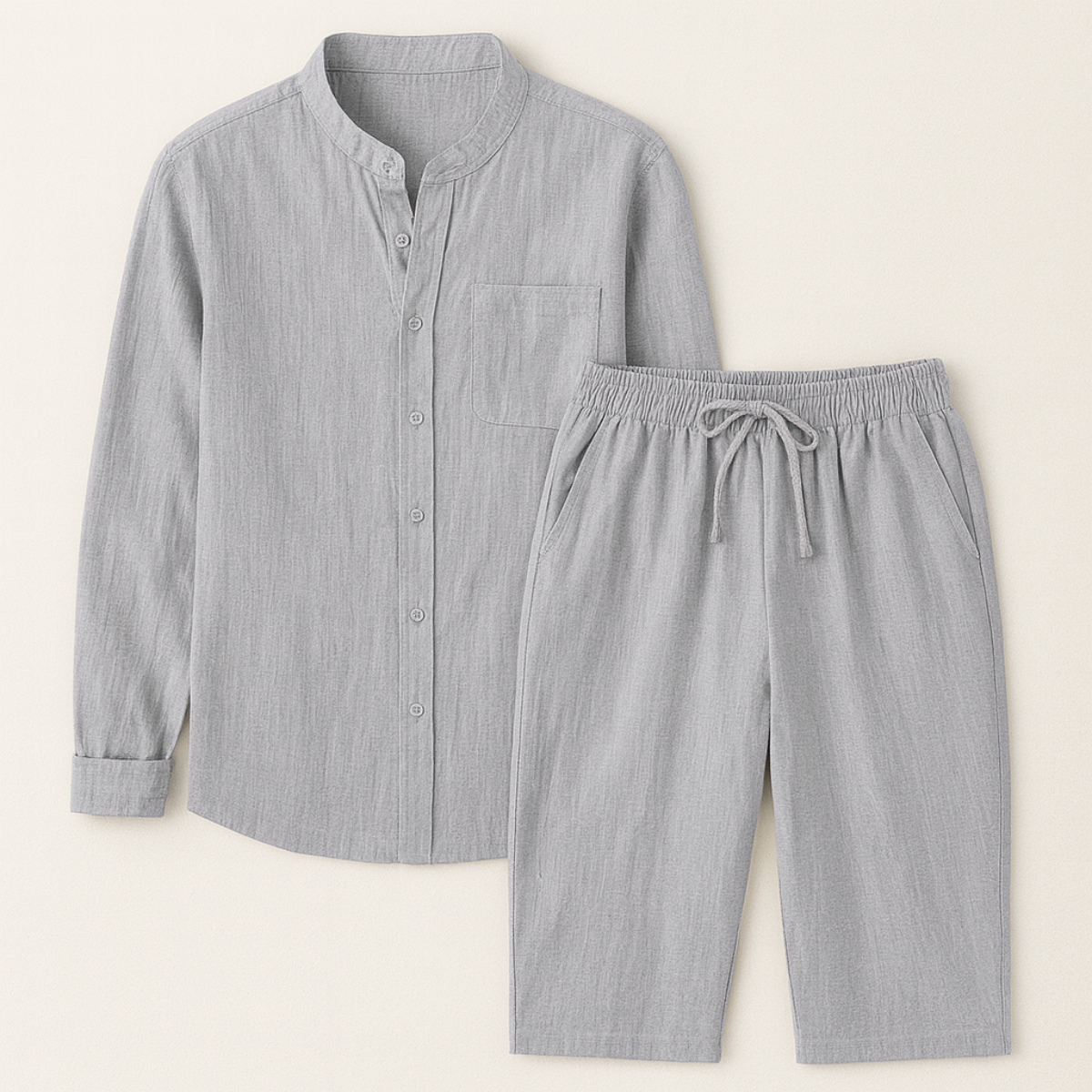 Callum | Men's Casual Linen Shorts Set Gray