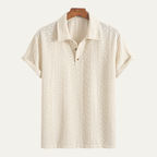 Dama Washington Axel men's casual jacquard knit polo shirt cream - front view