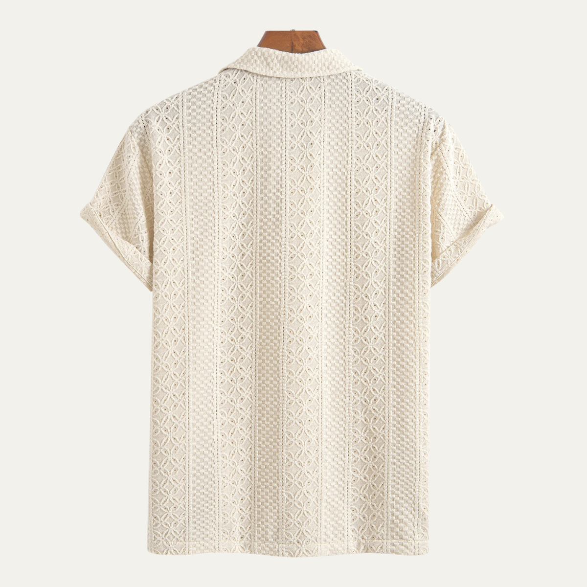 Axel | Men's Casual Jacquard Knit Polo Shirt Cream