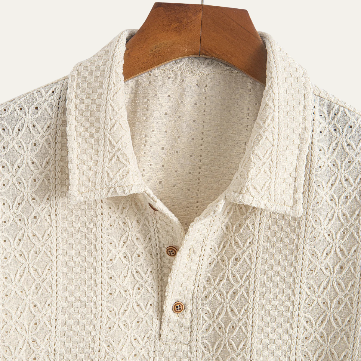 Axel | Men's Casual Jacquard Knit Polo Shirt Cream
