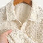 Dama Washington Axel men's casual jacquard knit polo shirt cream - view 5