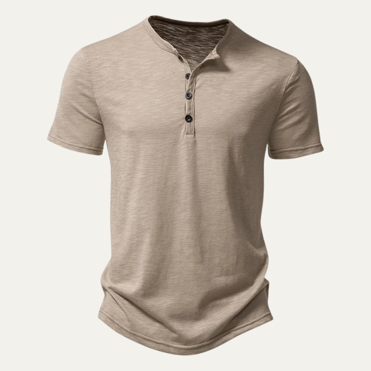 Sage | Men's Henley Shirt Cream Short Sleeve