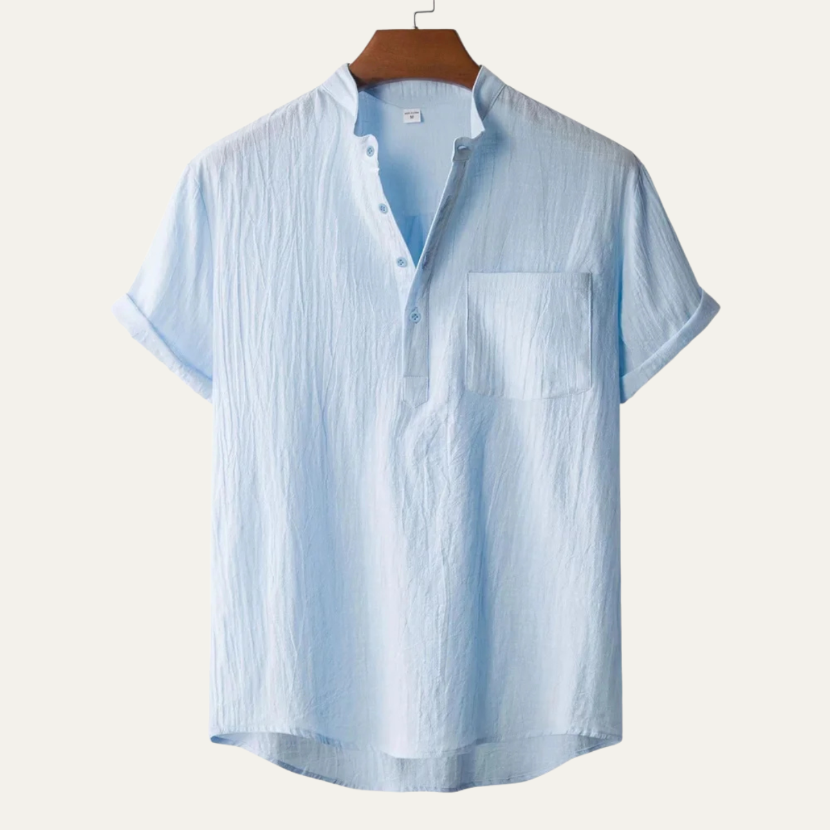 Beau | Men's Casual Henley Shirt Gray Short Sleeve