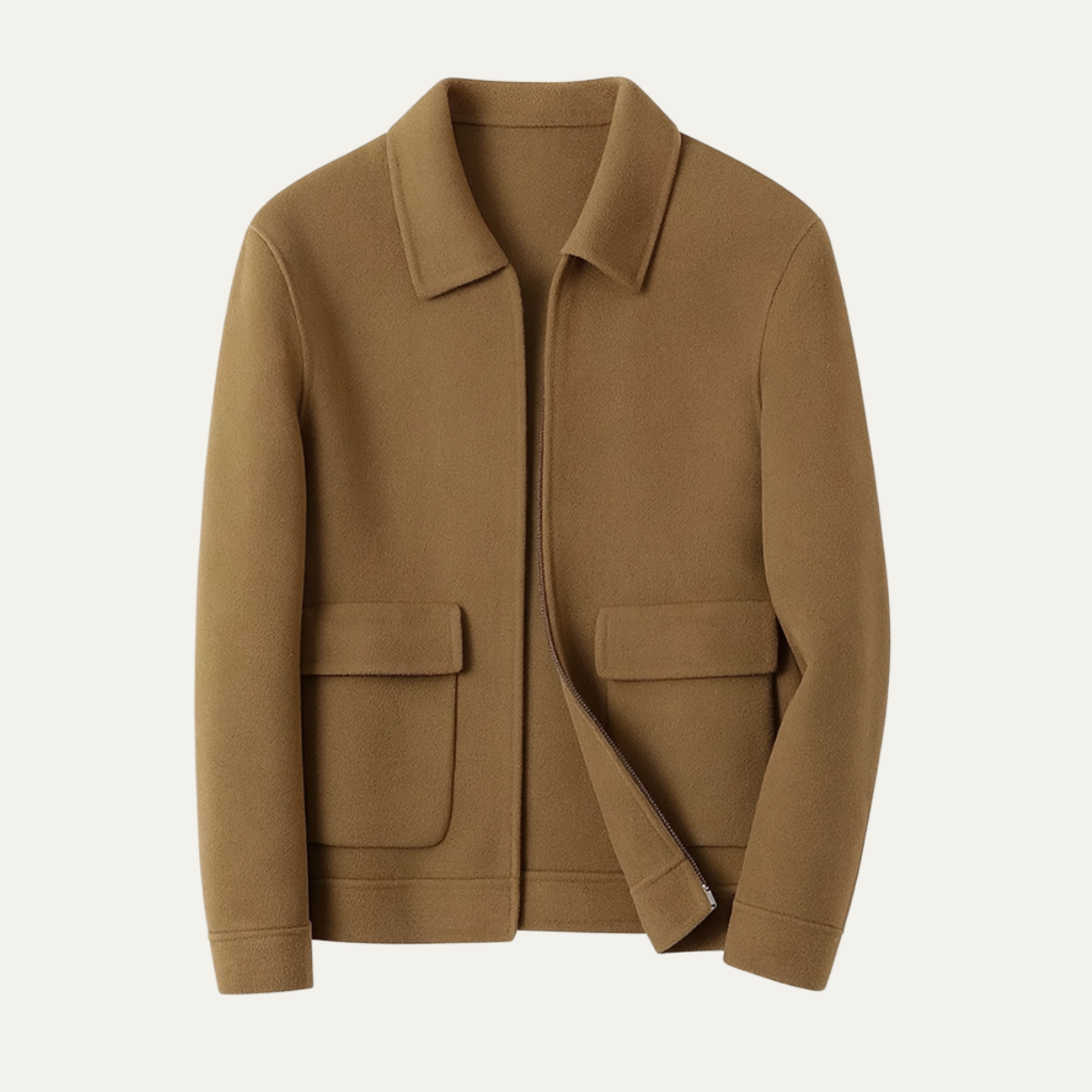 Beau | Men's Casual Wool Jacket Camel Zip Up Pockets