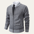 Dama Washington Axel men's diamond pattern cardigan gray zip up - front view