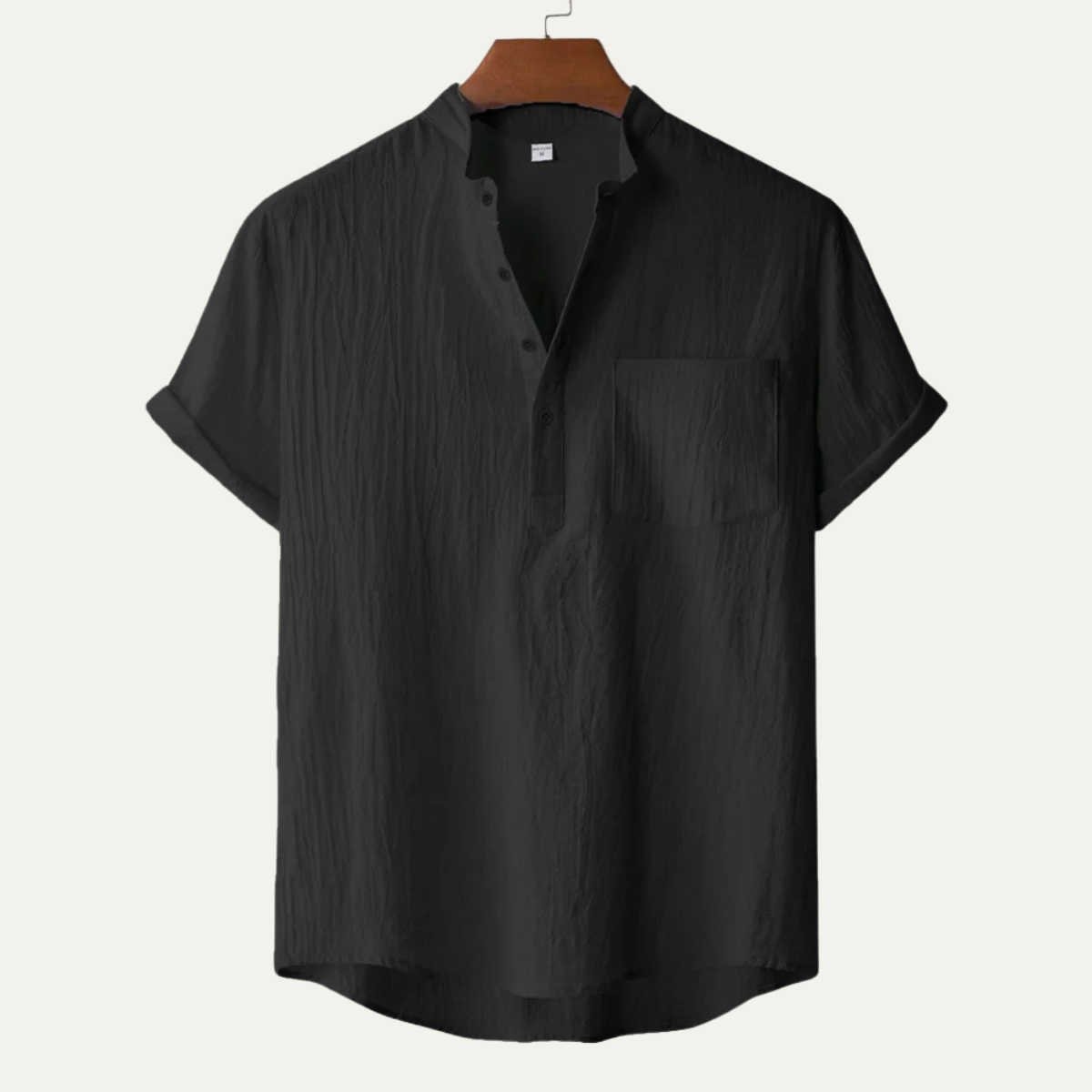 Beau | Men's Casual Henley Shirt Gray Short Sleeve