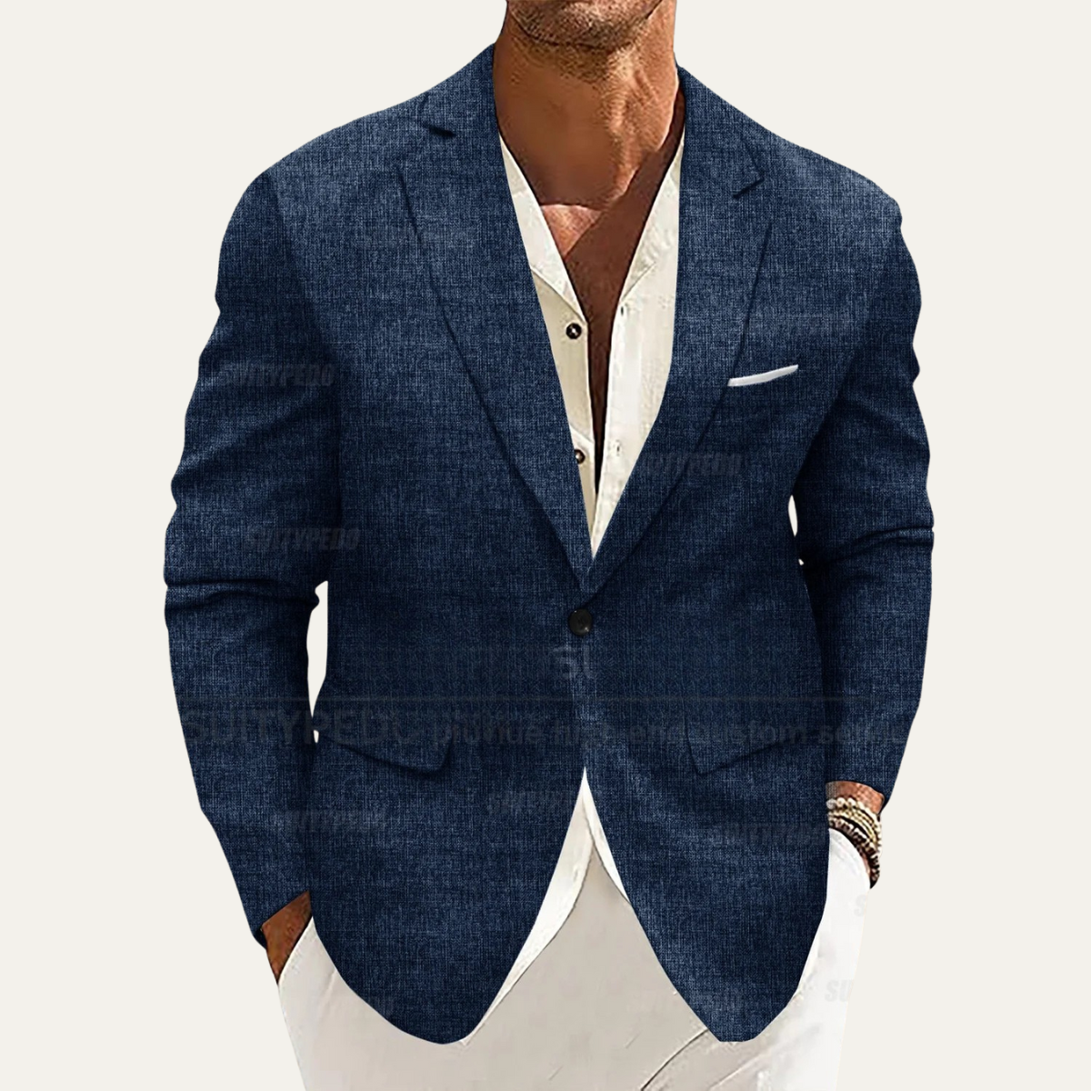 Blake | Men's Smart Casual Lightweight Linen Blazer Gray