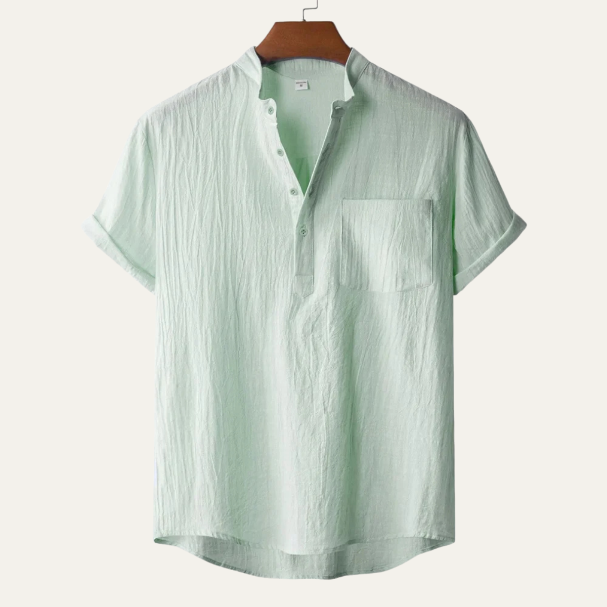 Beau | Men's Casual Henley Shirt Gray Short Sleeve