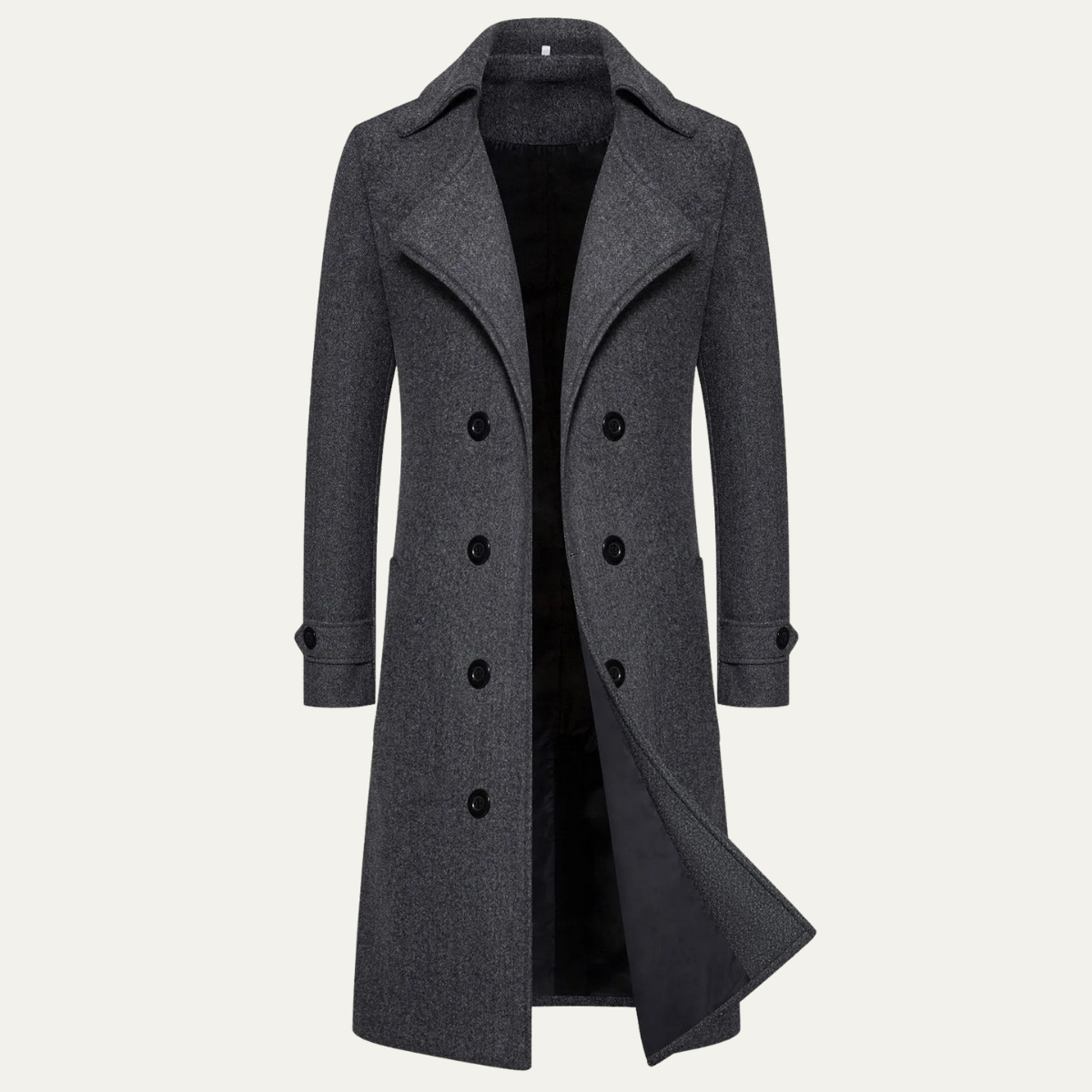 Wyatt | Men's Double Breasted Wool Trench Coat Gray