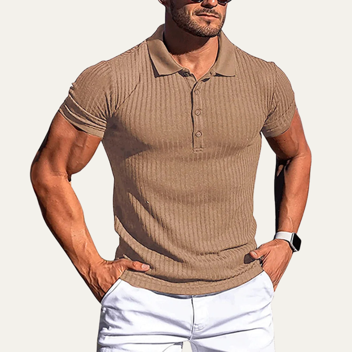 Bryce | Men's Ribbed Polo Shirt Burgundy Short Sleeve
