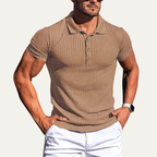 Dama Washington Bryce men's ribbed polo shirt burgundy short sleeve - view 2