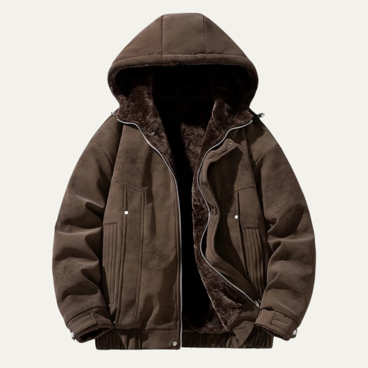 Bram | Men's Sherpa Lined Puffer Jacket Brown