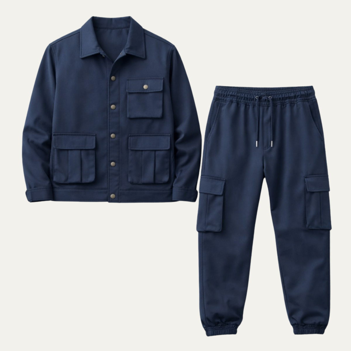 Callum | Men's Utility Cargo Jacket Navy Two Piece Set