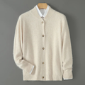 Dama Washington Ashby men's cream button cardigan sweater long sleeve knit - front view