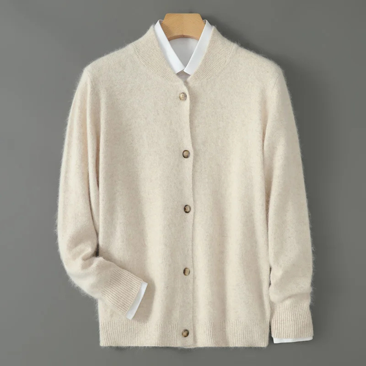 Ashby | Men's Cream Button Cardigan Sweater Long Sleeve Knit