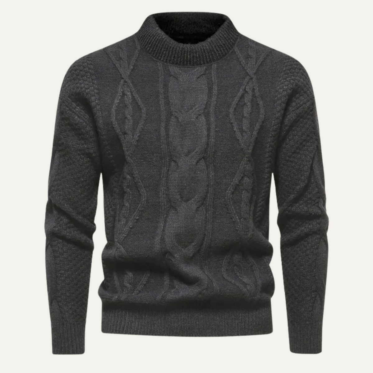 Jasper | Men's Cable Knit Sweater Cream Crew Neck