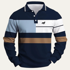 Dama Washington Ezra men's striped color block polo shirt black green white - view 3