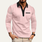 Dama Washington Bram men's fitted polo shirt cream black collar long sleeve - view 4