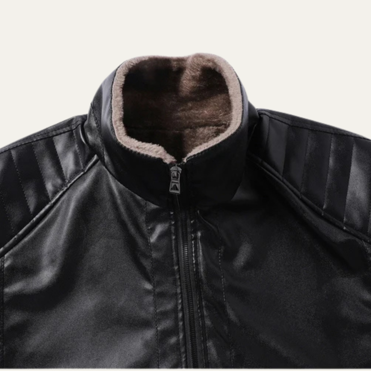 Voss | Men's Leather Jacket Black Fleece Lined