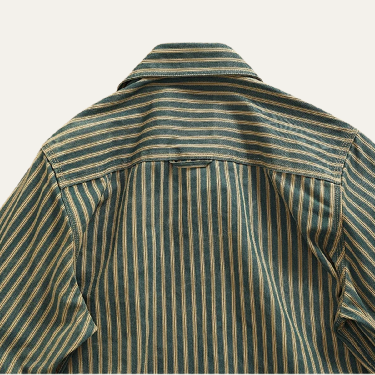 Wade | Men's Vintage Striped Button Up Shirt Green Cream