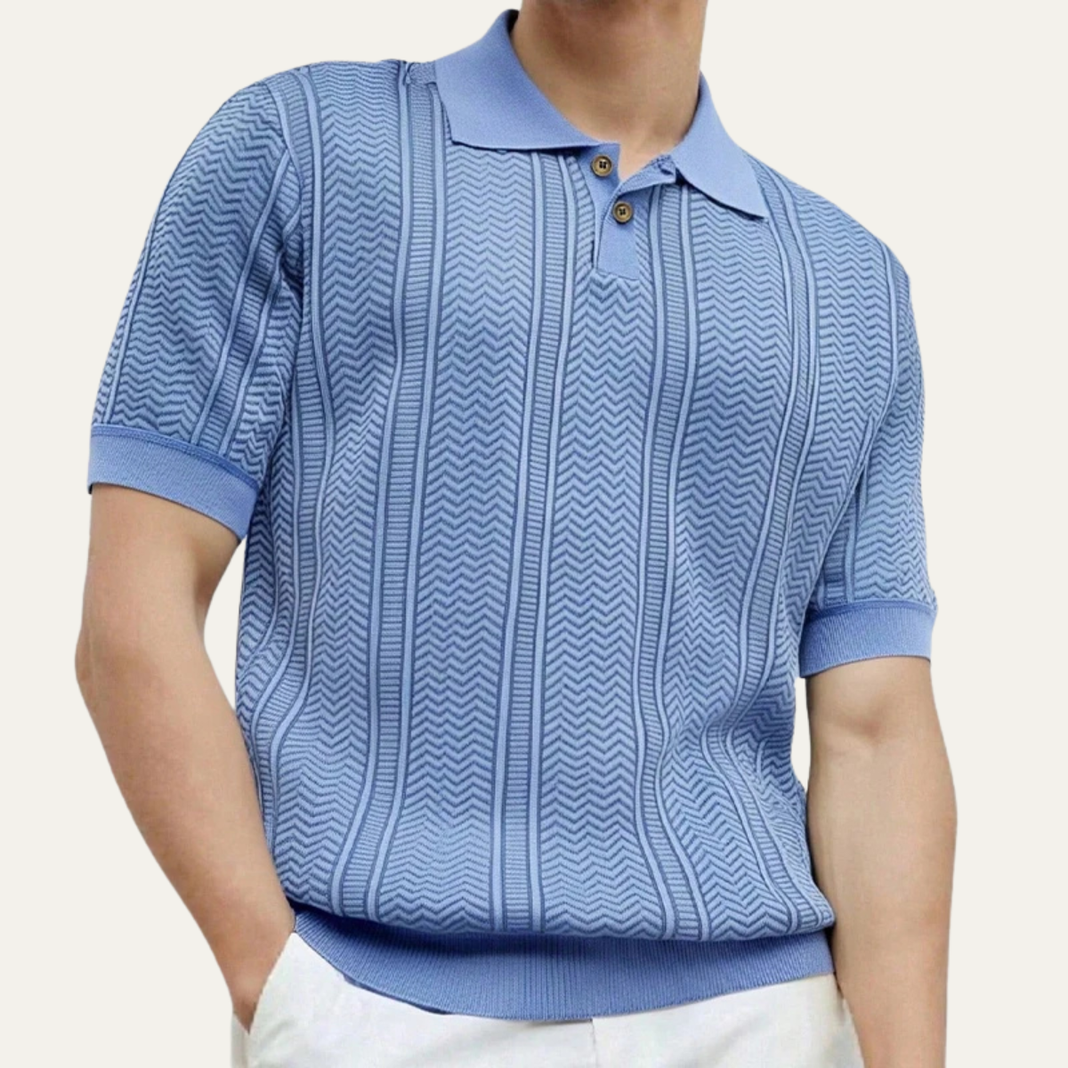 Axel | Men's Cable Knit Polo Shirt Forest Green