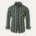 Dama Washington Kai men's flannel shirt navy cream plaid long sleeve - front view