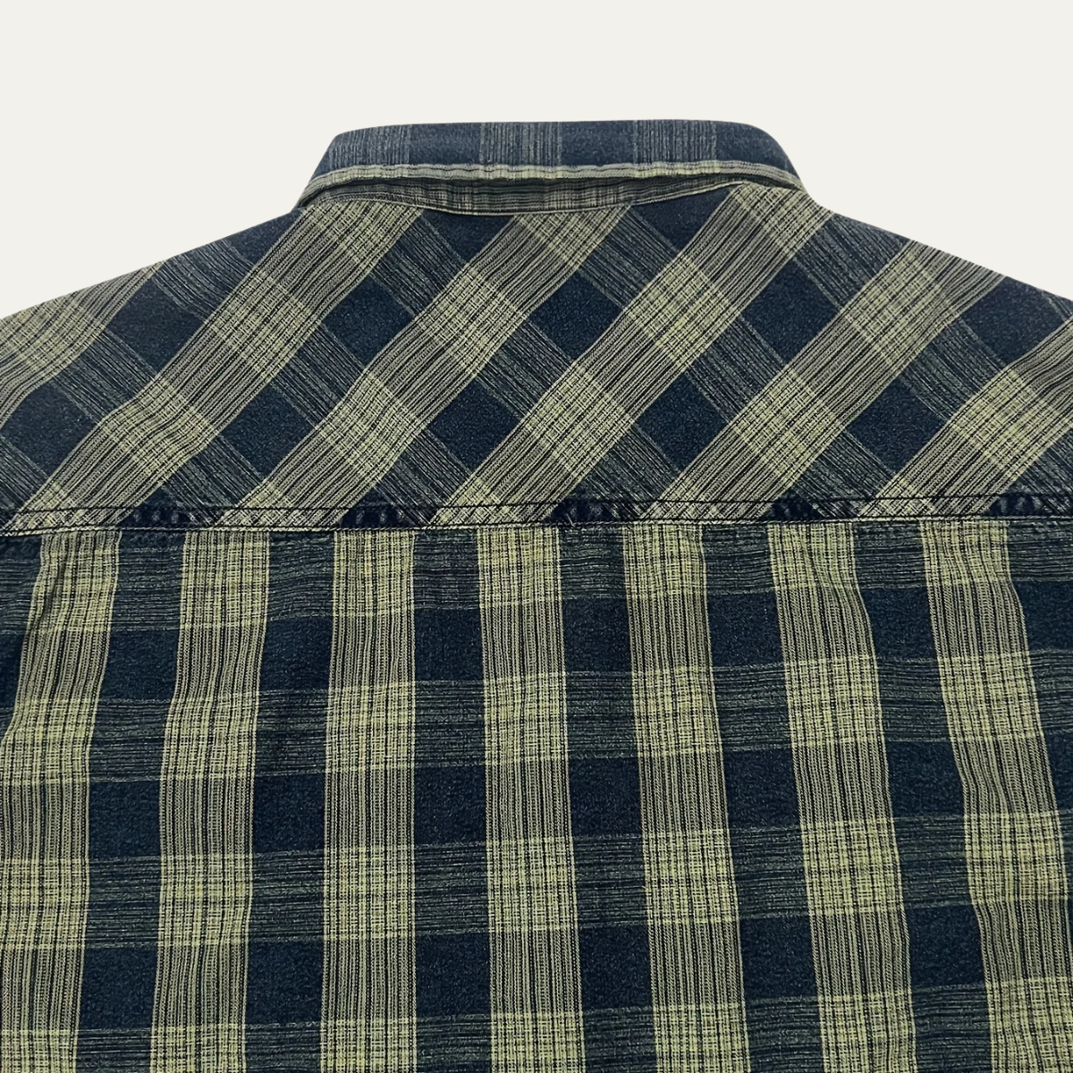 Kai | Men's Flannel Shirt Navy Cream Plaid Long Sleeve