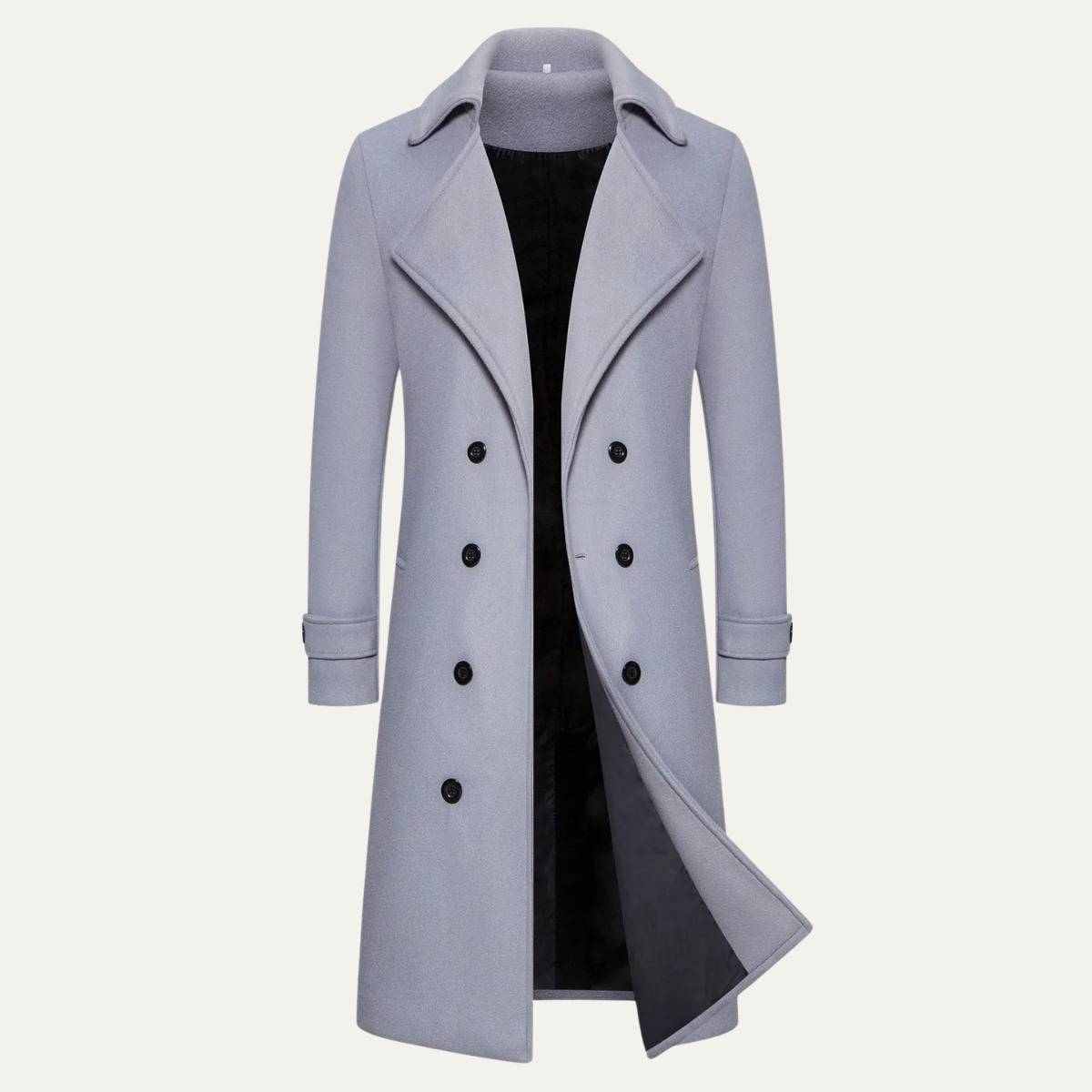 Wyatt | Men's Double Breasted Wool Trench Coat Gray