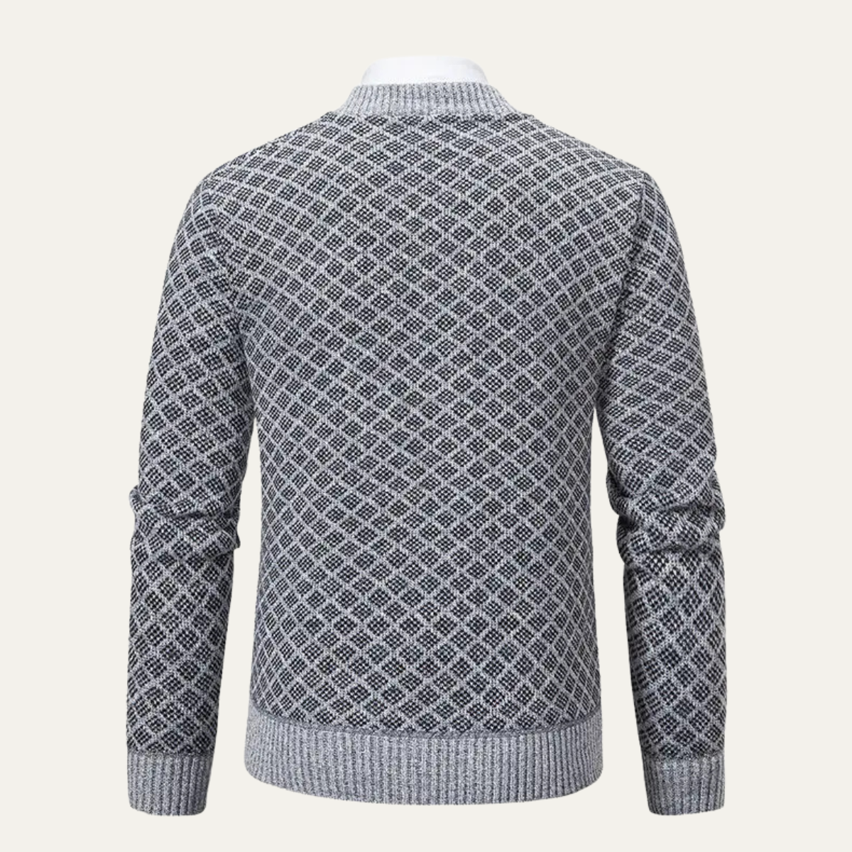 Axel | Men's Diamond Pattern Cardigan Gray Zip Up