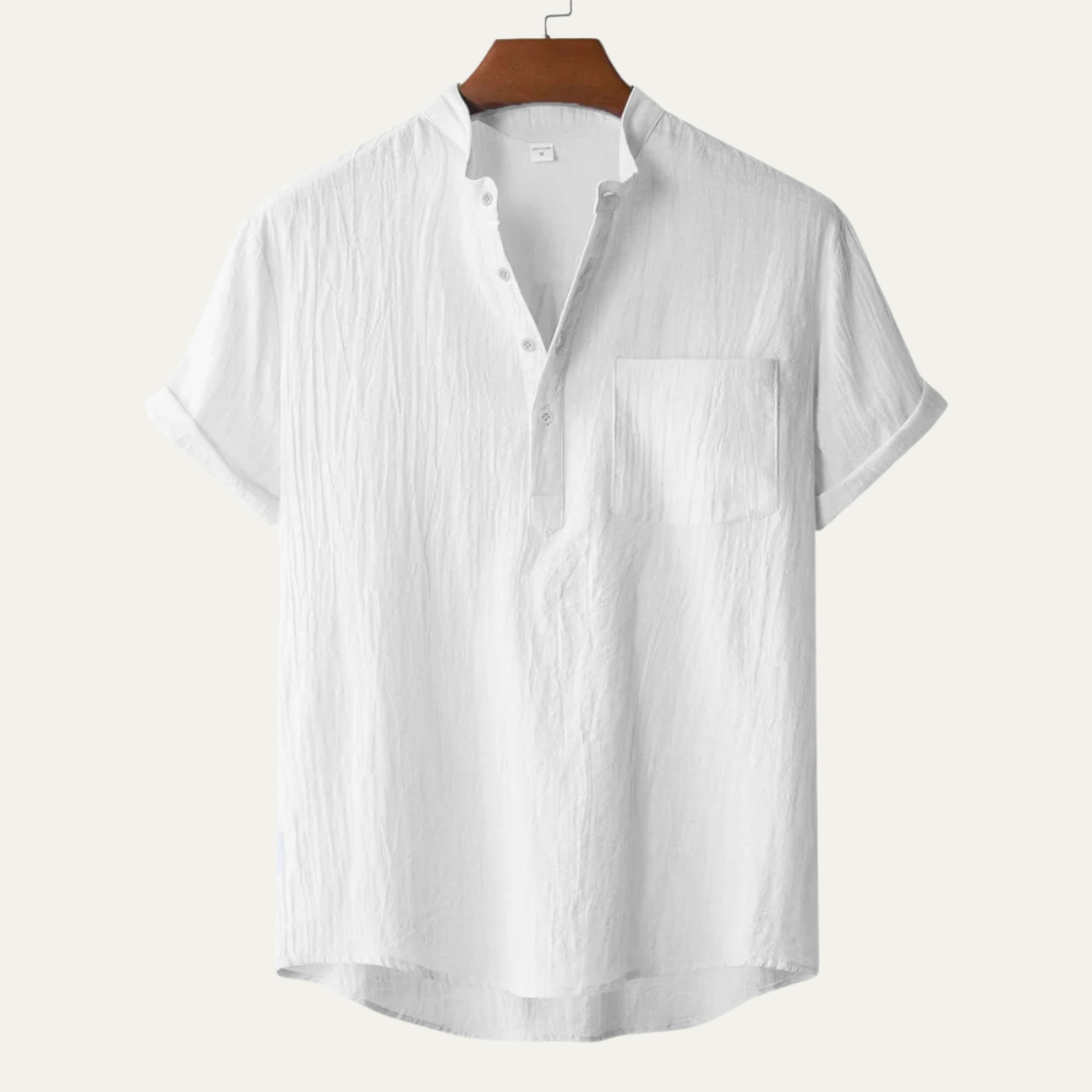 Luca | Men's Henley Shirt Navy Short Sleeve Casual Cotton Linen