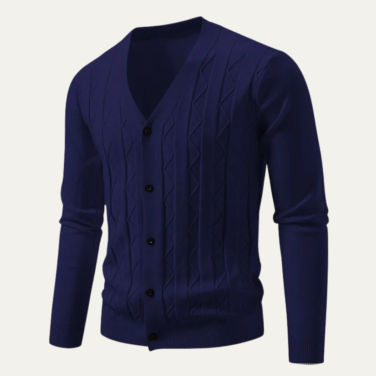 Axel | Men's V Neck Cardigan Sweater Gray Cable Knit Button Front